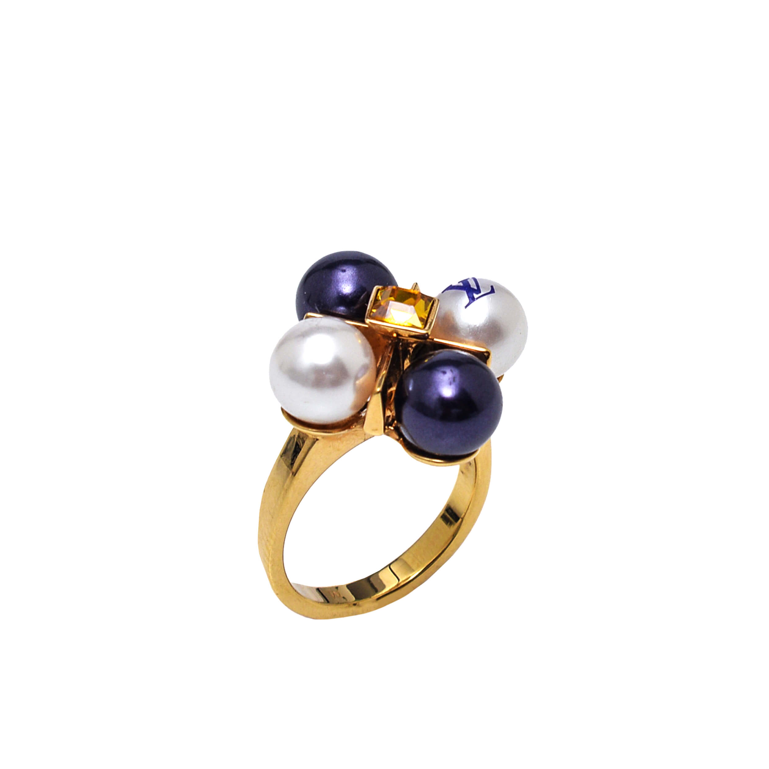 Gold Tone & Purple Crystal Gamble Ring